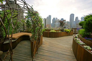 rooftop garden cityscape