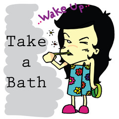 take a bath girl cartoon vector character