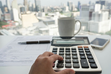 accountant calculate tax in office