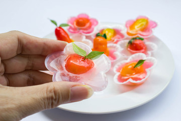 Kanom Look Choup mix in jelly  (kanom woon look choup)