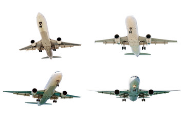 Set of airplanes isolated on white background.