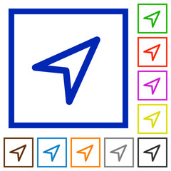 Direction arrow flat framed icons