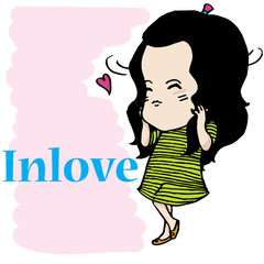 beutiful girl fall in love cartoon vector character