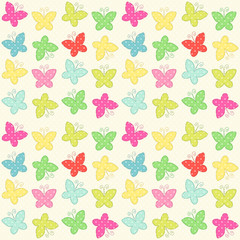 Cute primitive retro seamless pattern with butterflies and polka dots