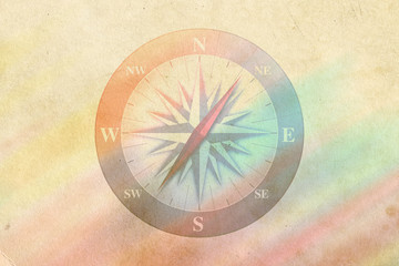 compass - rainbow colored vintage style