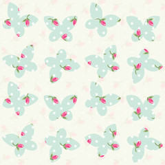 Cute primitive retro seamless pattern with butterflies and polka dots