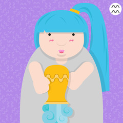 cute big fat aquarius zodiac cartoon
