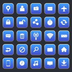 Fototapeta premium Blue Rounded Square Web or Phone Icon Set