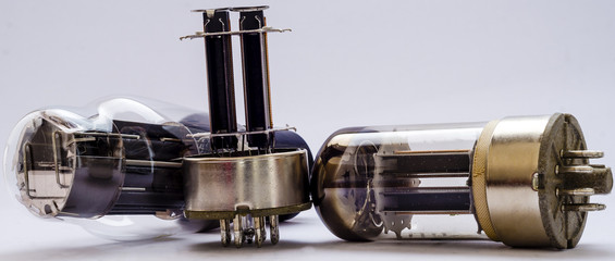 vacuum electronic radio tubes. Isolated image on white background