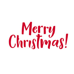Merry Christmas Red Lettering Inscription, artistic written for greeting card, poster, print, web design and other decoration, handmade calligraphy vector illustration