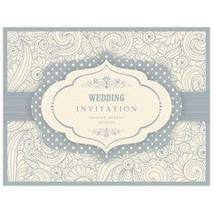 Wedding Invitation cards in an vintage-style blue