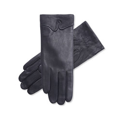 Black women's leather  gloves isolated on white