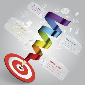 Target to success with pencil education and business template infographic. can used for banner,data,presentation business,chart,sign,brochure,leaflet and instruction media.Vector illustration.
