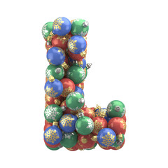 Font of the Christmas tree toy decorations with a pattern of snowflakes.

