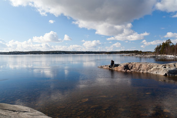Spring melting ice on Lake Ladoga