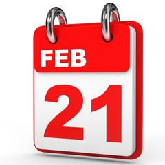 February 21. Calendar on white background.