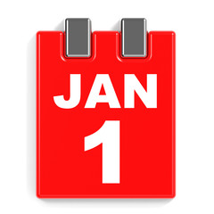 January 1. Calendar on white background.