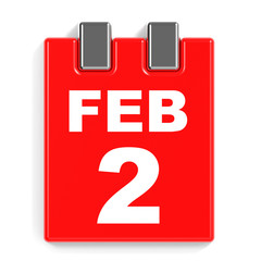 Fototapeta premium February 2. Calendar on white background.