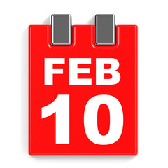 February 10. Calendar on white background.