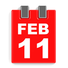 February 11. Calendar on white background.