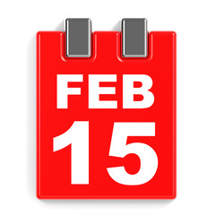 February 15. Calendar on white background.