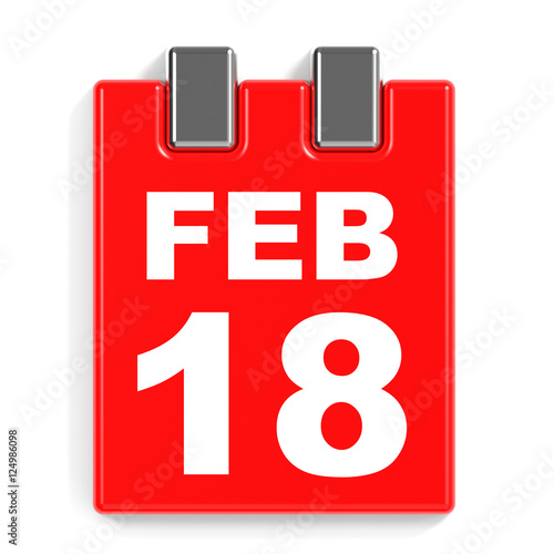"February 18. Calendar on white background." Stock photo and royalty