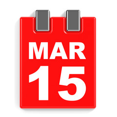 March 15. Calendar on white background.