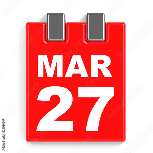 "March 27. Calendar on white background." Stock photo and royaltyfree