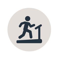 Icono plano cinta de correr en circulo gris