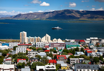 Aerial view of Reykjavik, capital of Iceland - obrazy, fototapety, plakaty