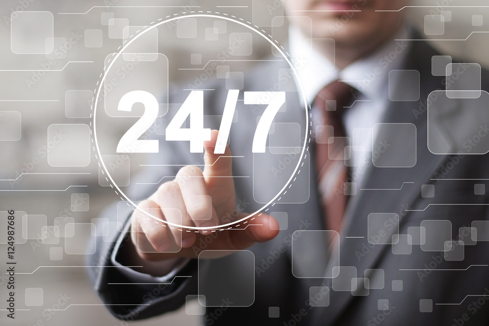 Poster business button 24 hours service network web