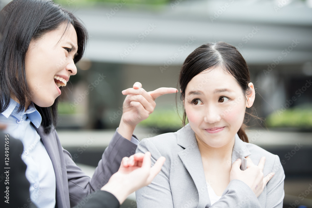 Wall mural business woman bullying