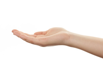 offene Hand einer jungen Frau