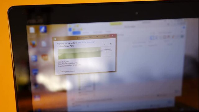 Copying progress bar on computer screen 4K
