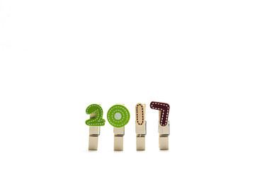 2017 year made from Wooden clamps and Paper clip