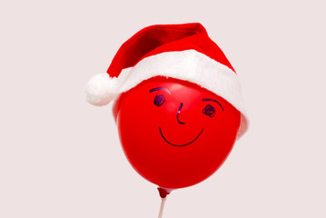 Friendly Red Ballon With Christmas Hat