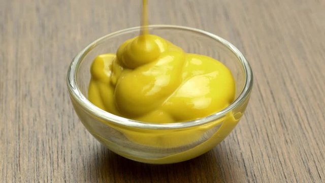 Closeup of spicy flavored mustard condiment for dipping food