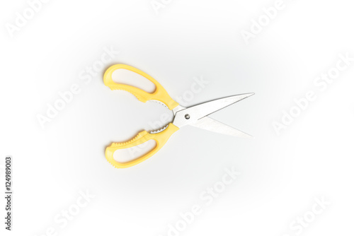 “Yellow scissor isolated on white background” Stock photo and royalty