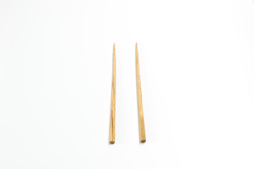 Wooden chopsticks isolated on white background