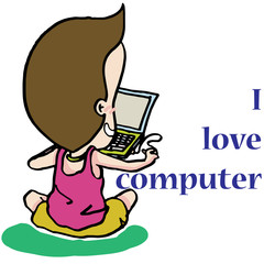 man who love computer cartoon vector character