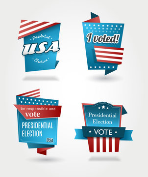 Set of four presidential election badges.
