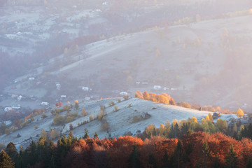 Autumn landscape with a beautiful forest in the mountains