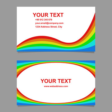 Wavy rainbow colored business card set