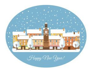 Obraz premium Happy New Year Winter Town