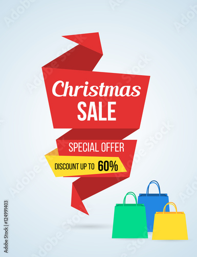 &quot;Origami style Christmas shopping sale banner design&quot; Stock image and