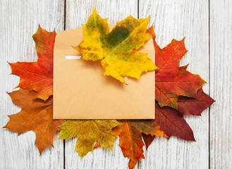 autumn leaves and envelop