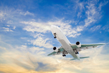  airplane on sky background.