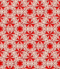 Seamless white decorative pattern on red background