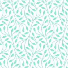 Seamless leaves pattern on white background