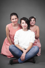 Group Of Three Young Girls In Studio